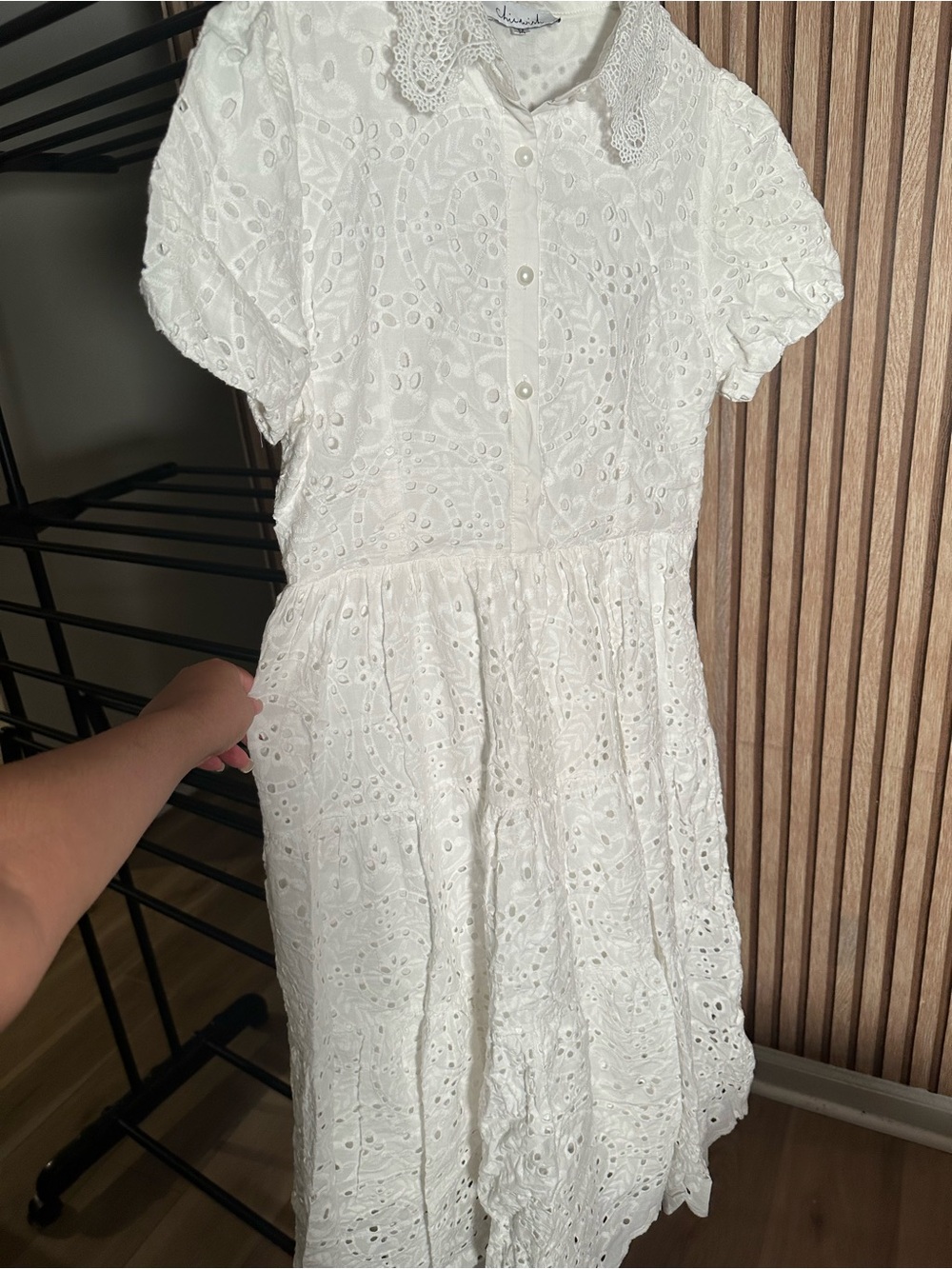 Chicwish White Eyelet Lace Short Sleeve Dress